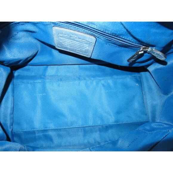 SOLD Coach Rhyder Limited Edition rare dusty blue Croc Embossed Denim Leather - Picture 7 of 16